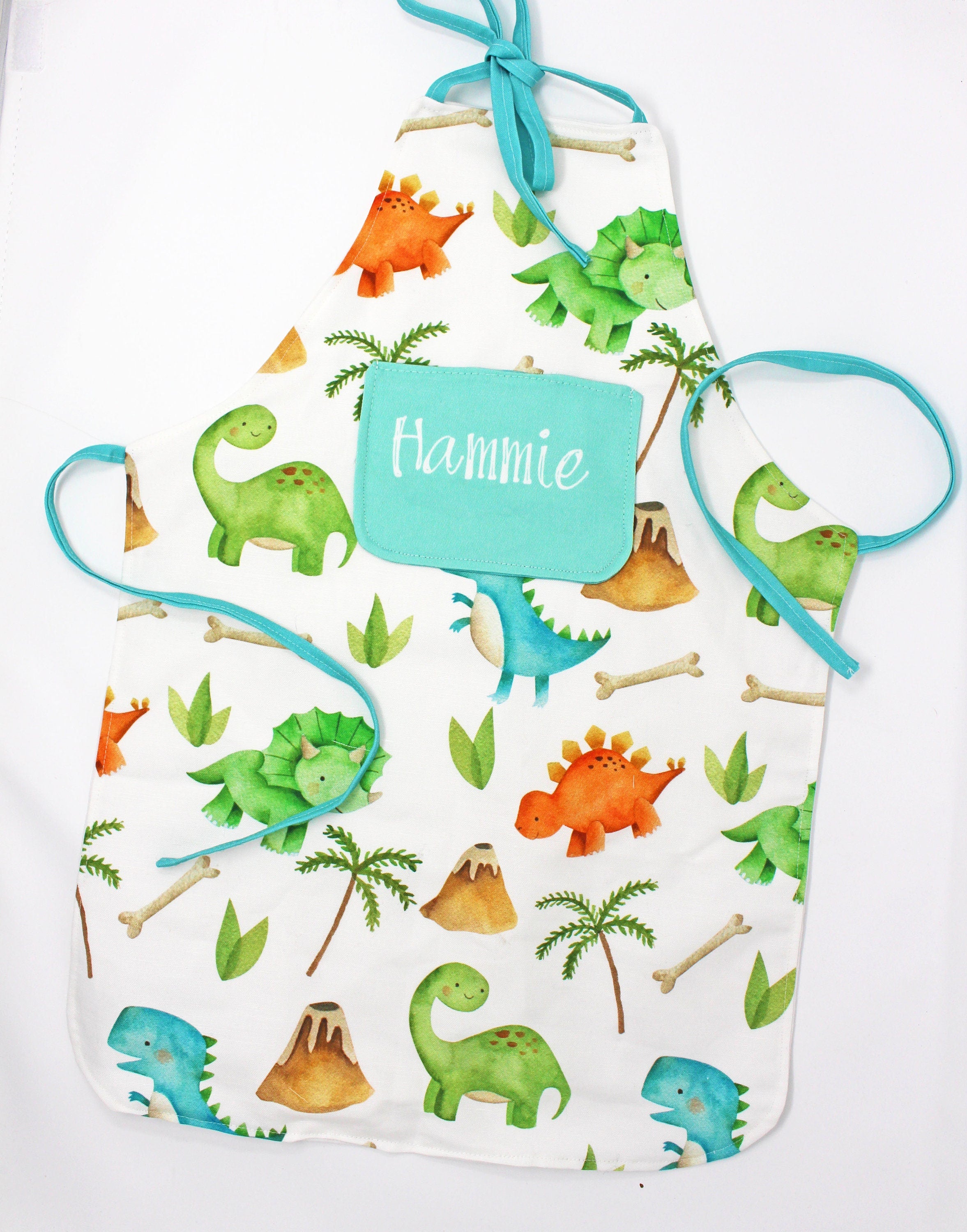 Jurassic Dinosaur Pink Personalized Girls Apron