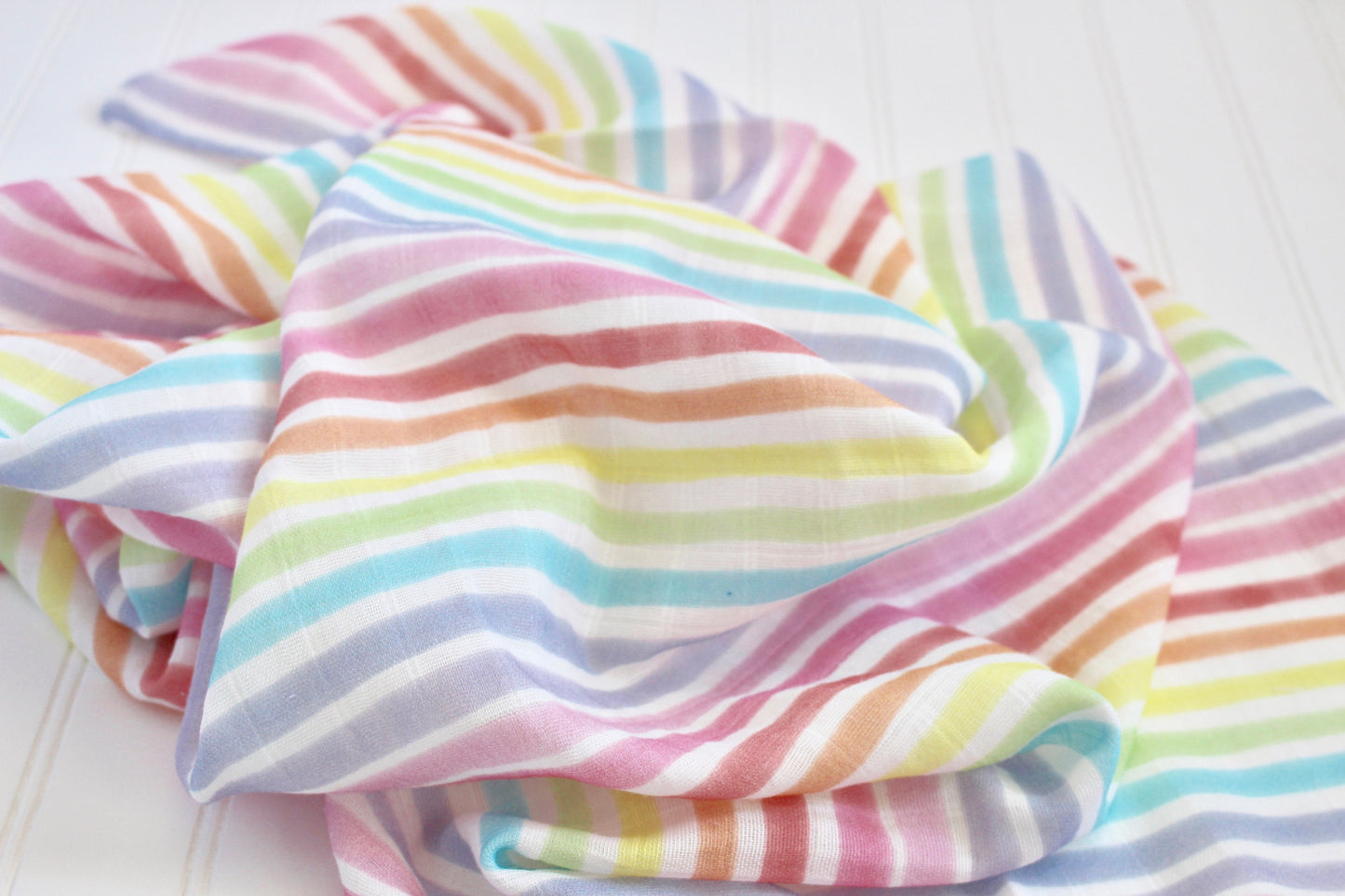 Swaddling Baby Blanket/Rainbow Stripe Blanket/Organic/Muslin/Receiving Blanket/Gift for Baby/Rainbow Baby/Custom Fabric