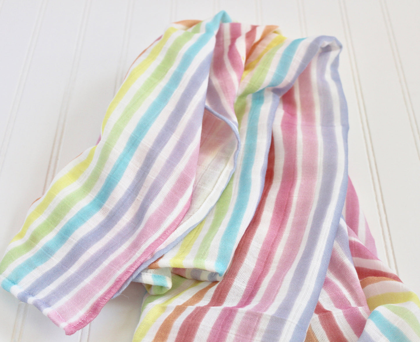 Swaddling Baby Blanket/Rainbow Stripe Blanket/Organic/Muslin/Receiving Blanket/Gift for Baby/Rainbow Baby/Custom Fabric