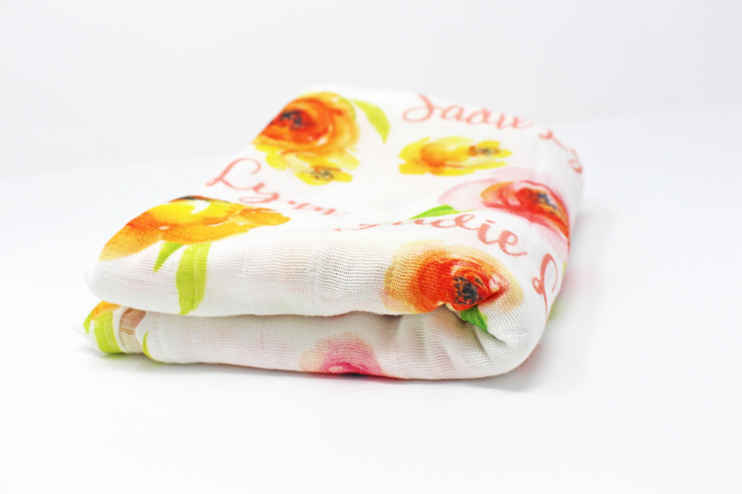 Spring Rose Floral Personalized Baby Blanket | Swaddling Blanket | Floral Blanket | New Baby Gift | Knit Blanket | Floral Swaddle Set
