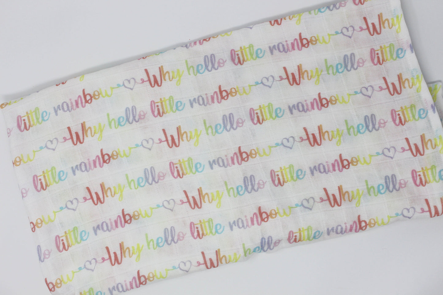 Why Hello Little Rainbow Swaddling Baby Blanket/Rainbow Blanket/Rainbow Baby/Organic/Muslin/Receiving Blanket/Gift for Baby