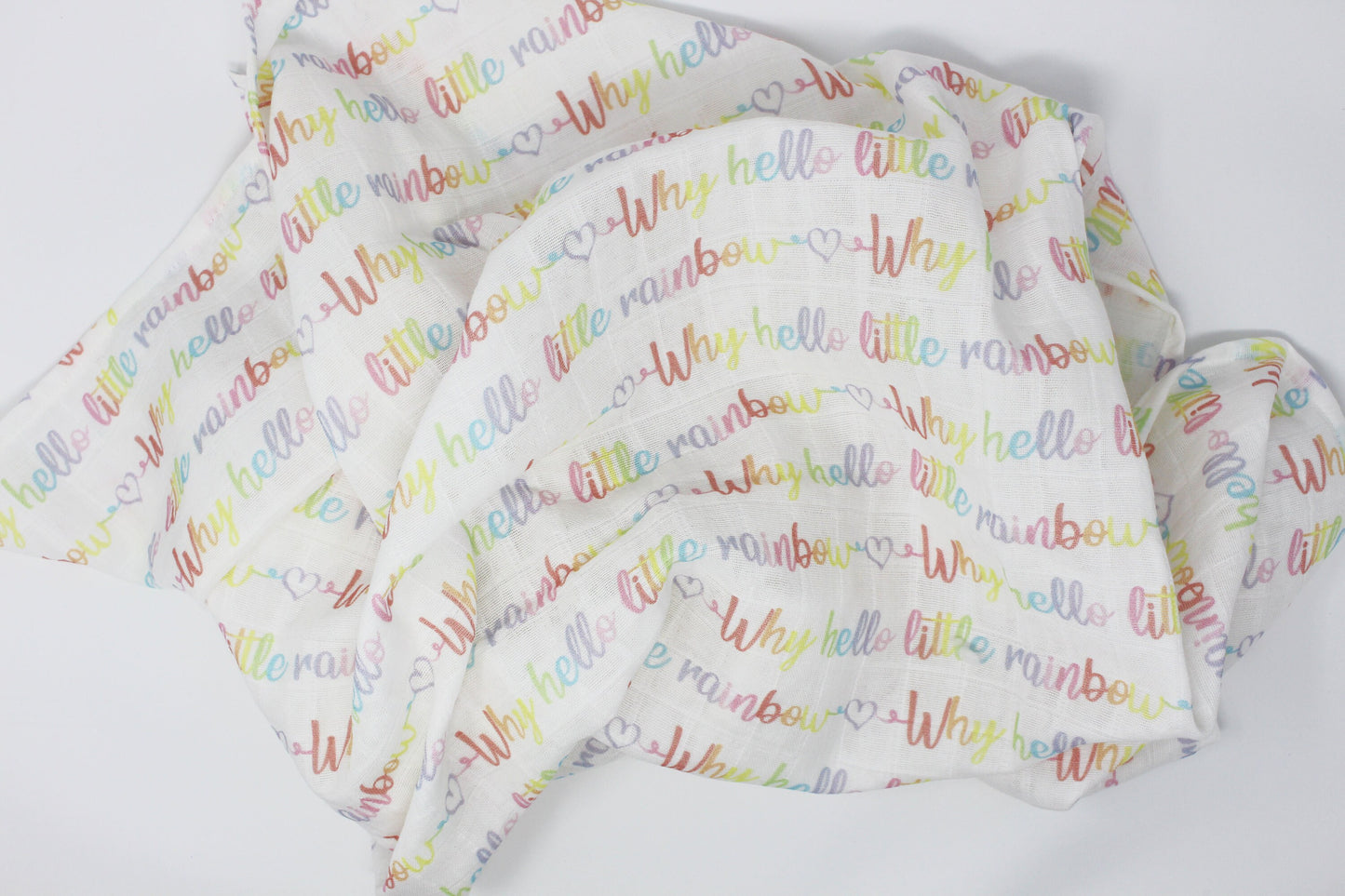 Why Hello Little Rainbow Swaddling Baby Blanket/Rainbow Blanket/Rainbow Baby/Organic/Muslin/Receiving Blanket/Gift for Baby