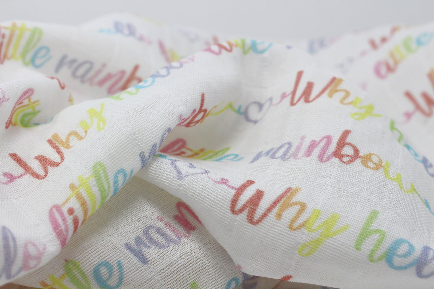 Why Hello Little Rainbow Swaddling Baby Blanket/Rainbow Blanket/Rainbow Baby/Organic/Muslin/Receiving Blanket/Gift for Baby