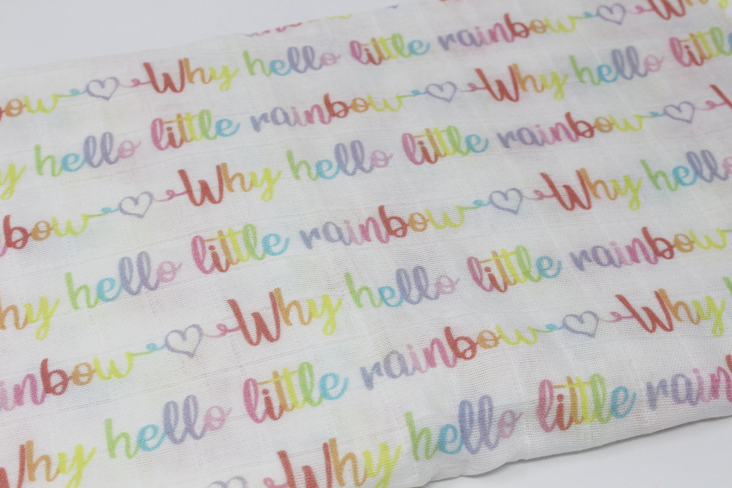 Why Hello Little Rainbow Swaddling Baby Blanket/Rainbow Blanket/Rainbow Baby/Organic/Muslin/Receiving Blanket/Gift for Baby
