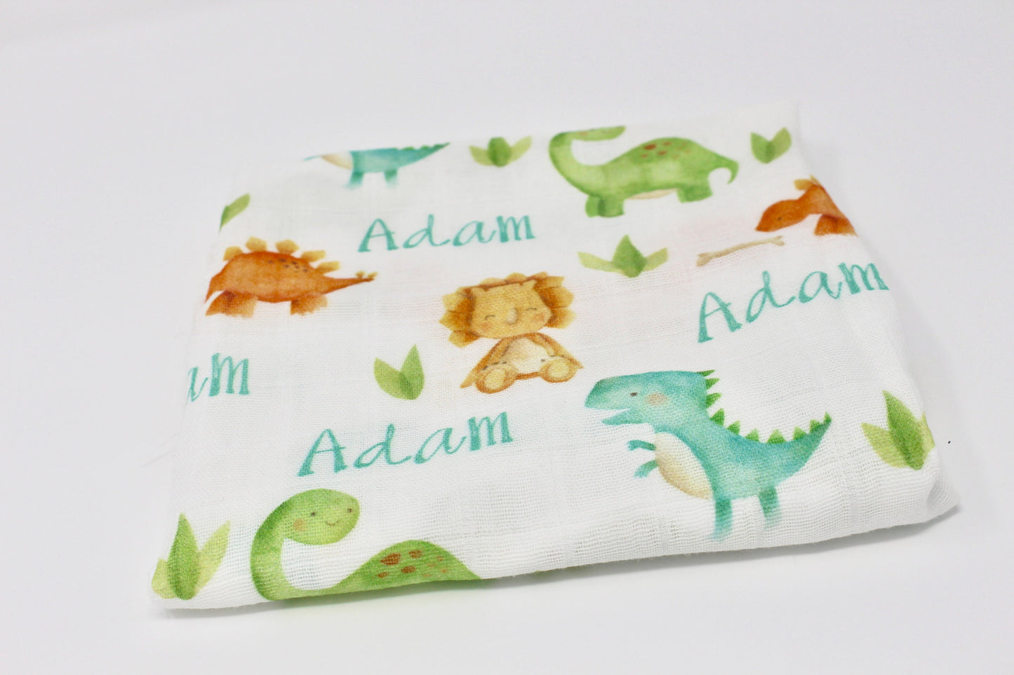 Dinosaur Custom Baby Name Blanket | Personalized Baby Boy Swaddle