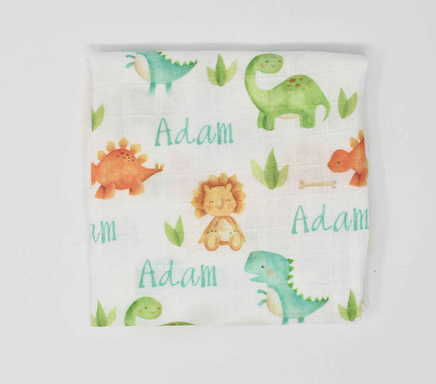 Dinosaur Custom Baby Name Blanket | Personalized Baby Boy Swaddle