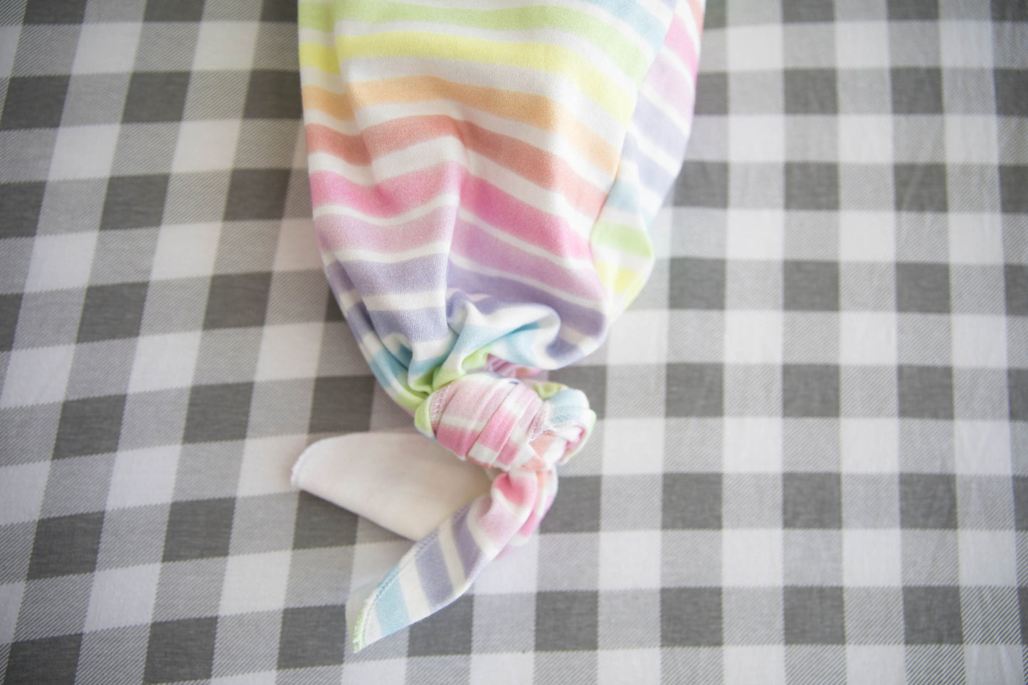 Rainbow Baby Knotted Gown | Newborn Baby Gown | Rainbow Baby Outfit | Gown and Hat