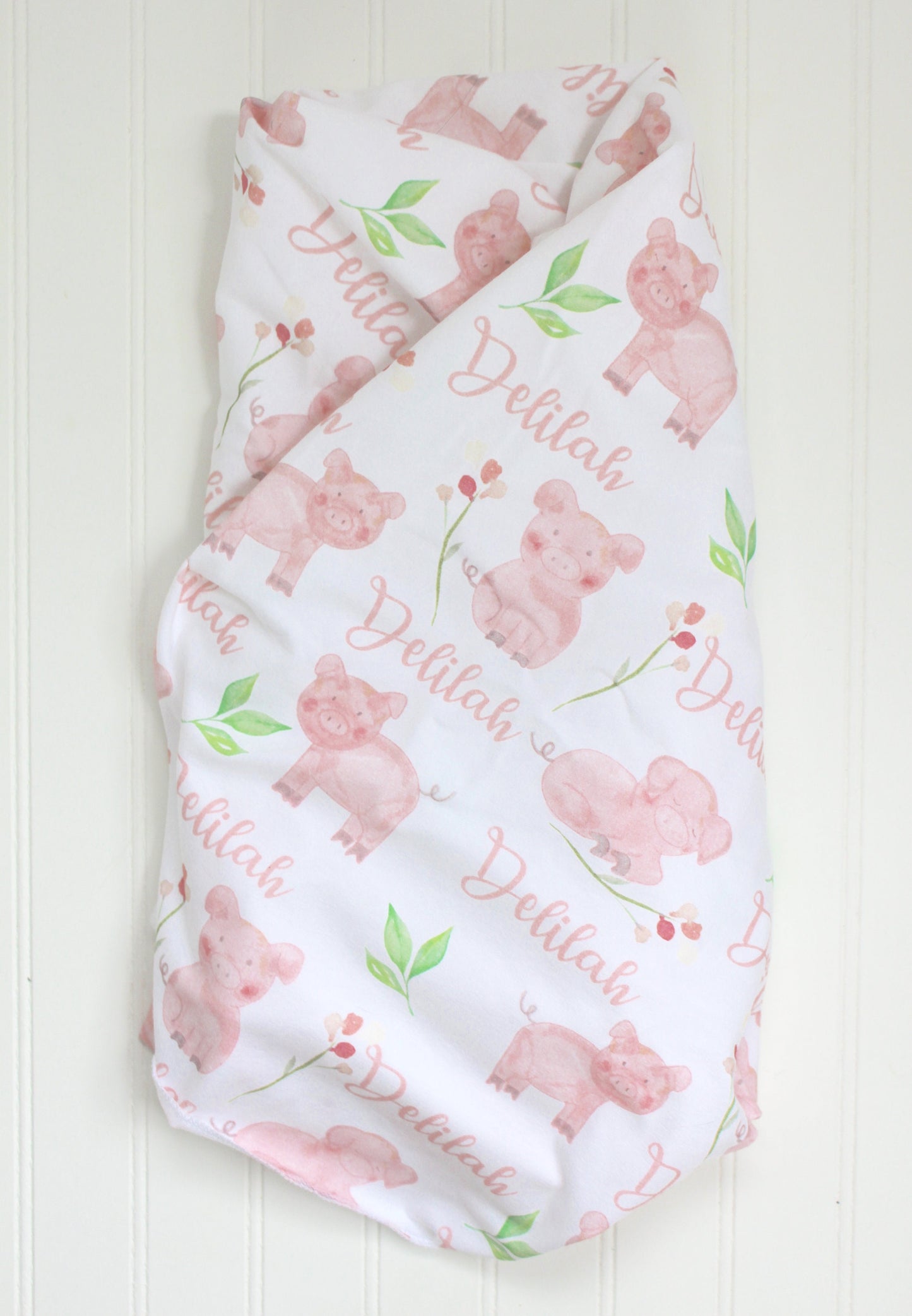 Personalized Baby Blanket/Pig Baby Blanket/Farm Blanket/Organic/Swaddling Blanket