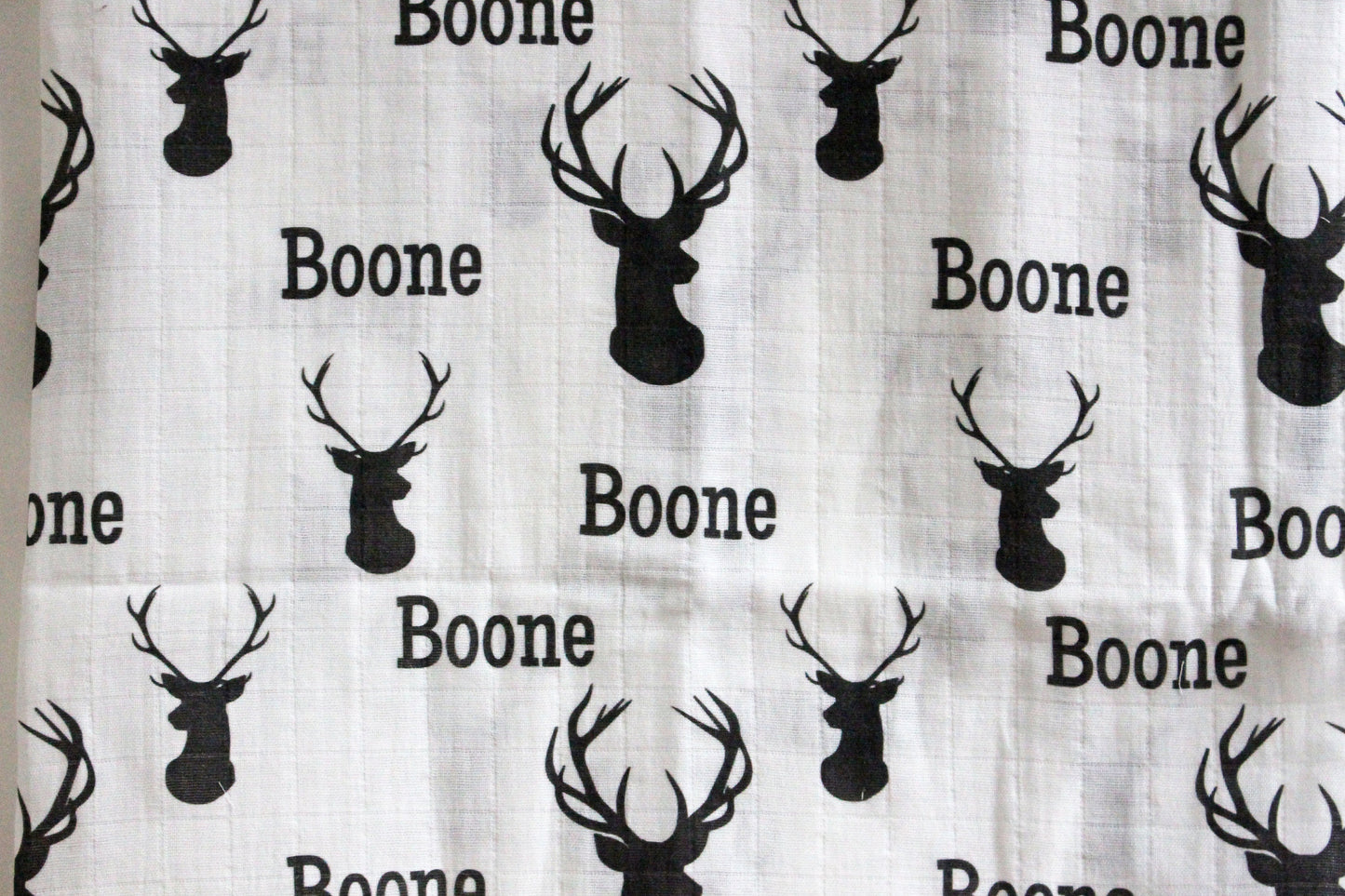 Personalized Rustic Woodland Deer Baby Blanket | Custom Name Swaddle | Southwestern | Elk Blanket | Black and White