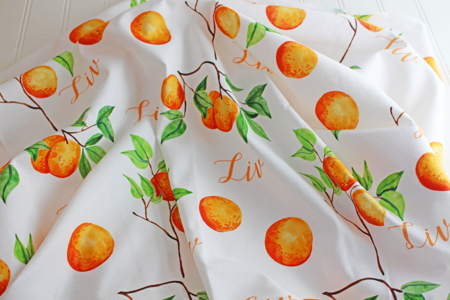Orange Clementine Personalized Baby Swaddle Blanket