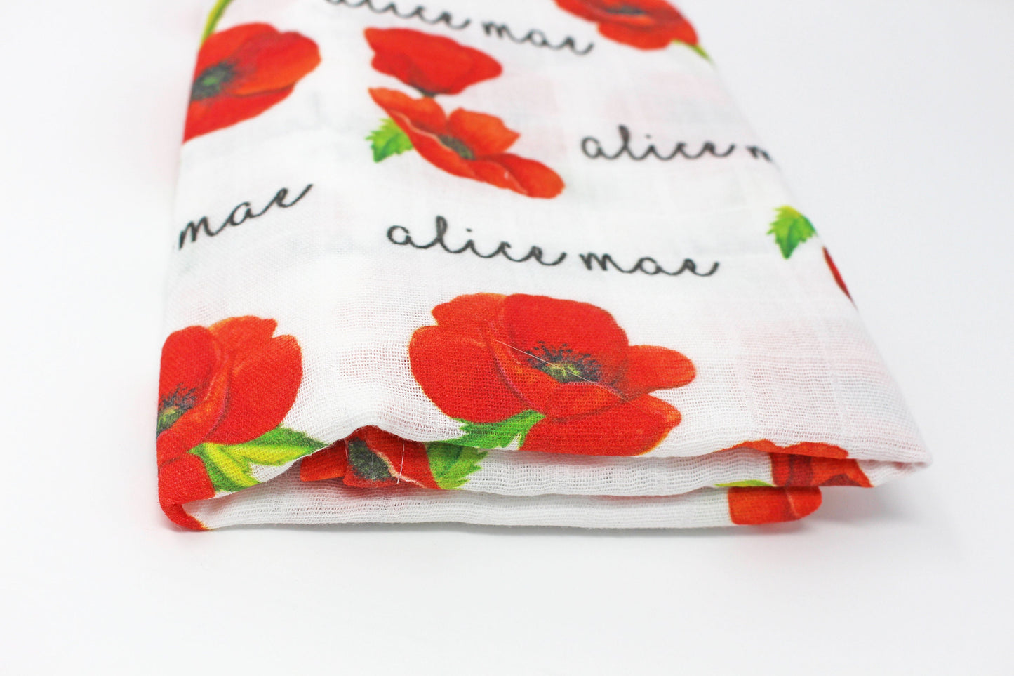 Red Poppy Baby Blanket | Floral Baby Blanket | Receiving Blanket | Baby Girl Swaddle
