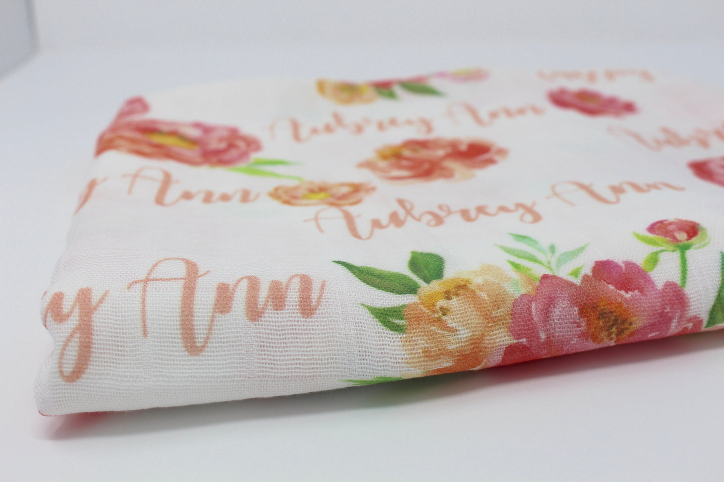 Bright Peony Personalized Baby Blanket | Swaddling Blanket | Floral Blanket | New Baby Gift | Knit Blanket | Floral Swaddle Set | Headband