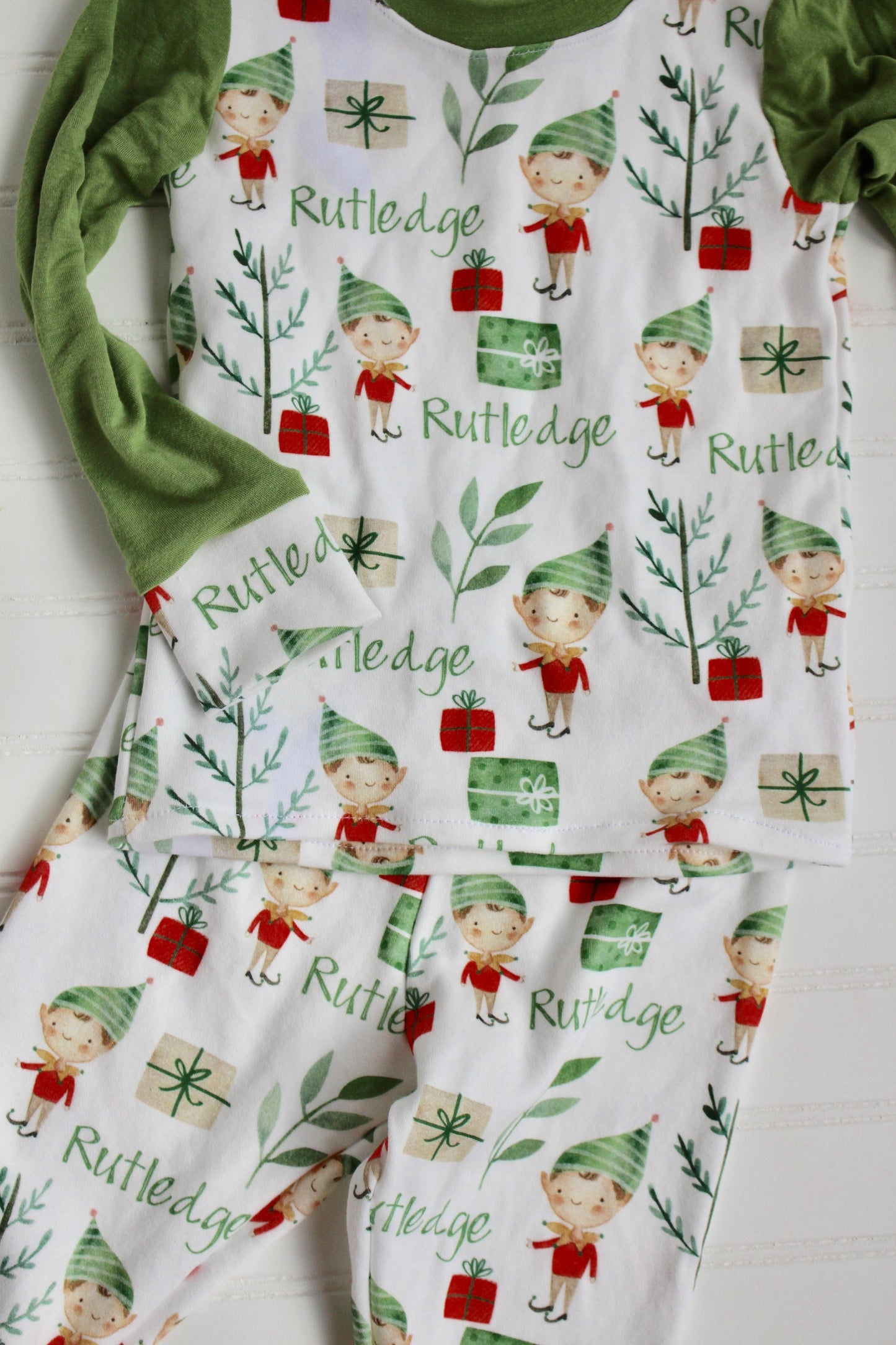 Personalized Christmas Pajamas for Infants, Children, and Families with Elves, Snowman, Reindeer, Santa, Holly, and Candy Canes