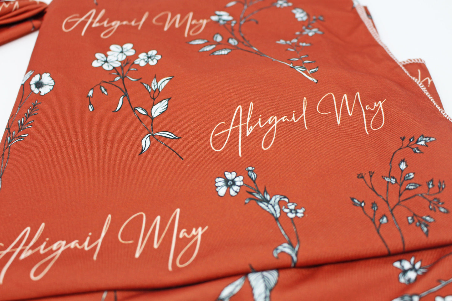 Burnt Orange Boho Personalized Baby Blanket | Floral Baby Blanket | Receiving Blanket | Baby Girl Swaddle