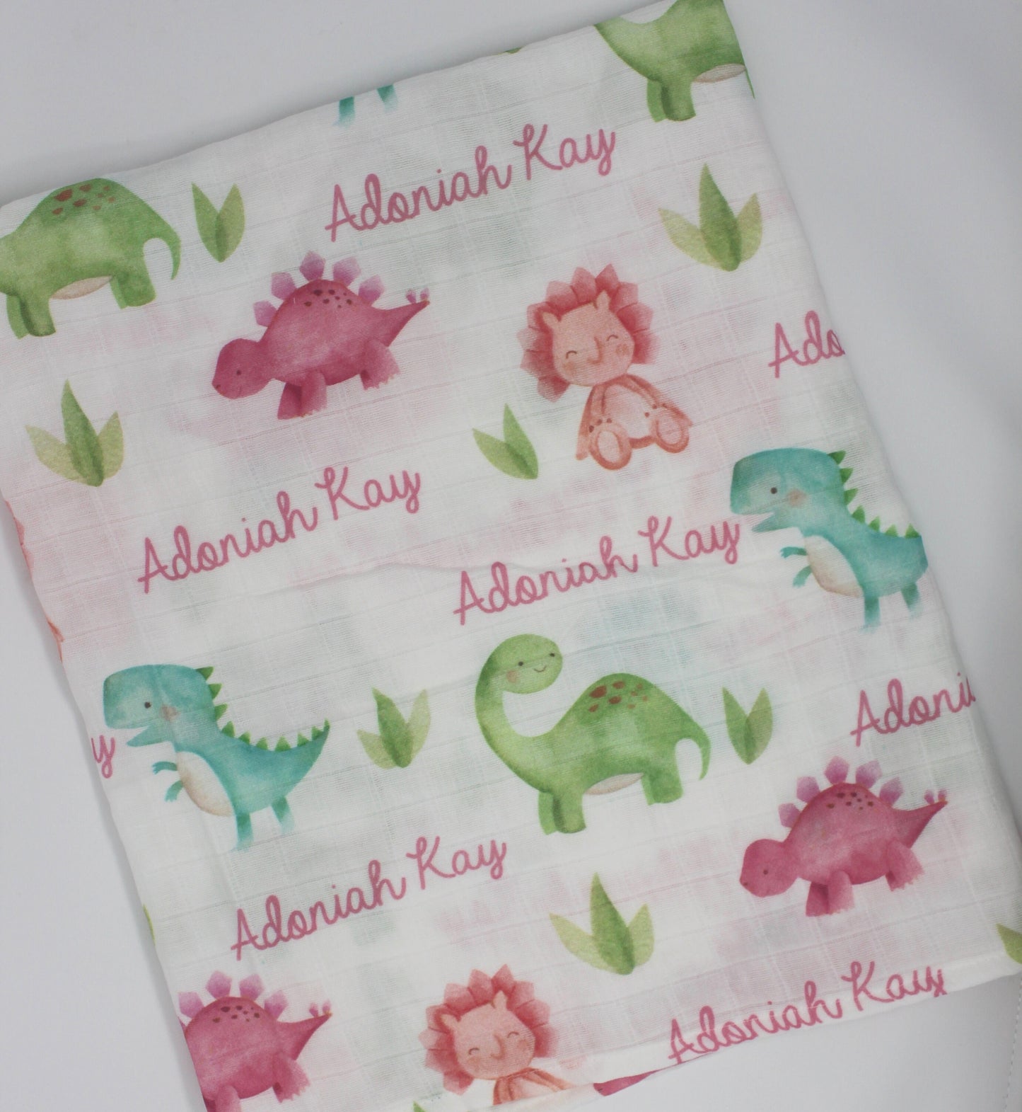 Dinosaur Custom Baby Name Blanket | Pink Girl Dinosaur Blanket
