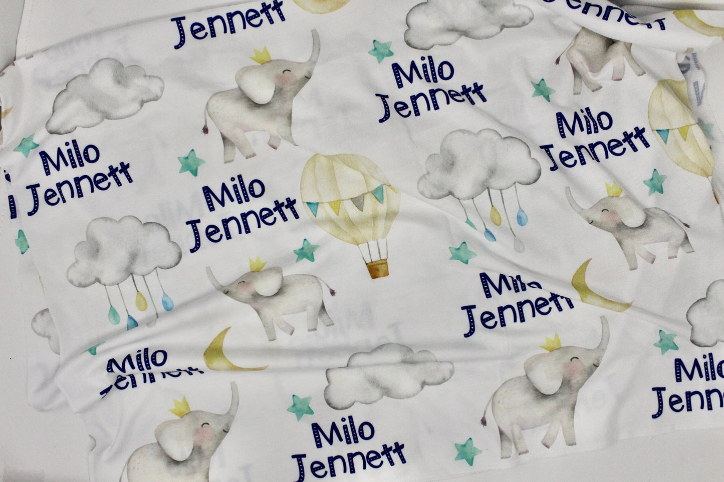 Elephant Personalized Baby Blanket l Custom Name Baby Blanket | Personalized Baby Swaddle