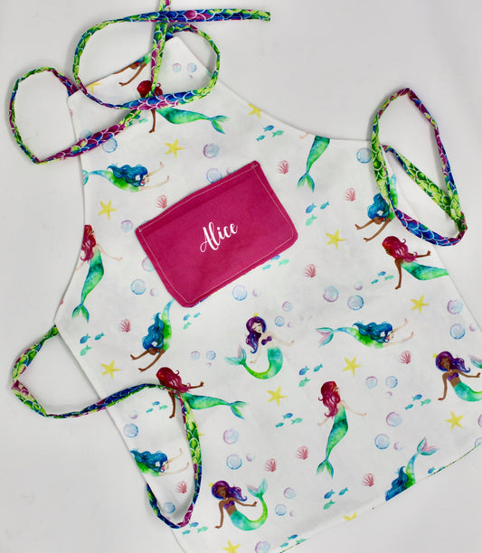 Mermaid Personalized Child's apron | Kids Apron | Custom Apron | Girls Apron | Toddler Apron