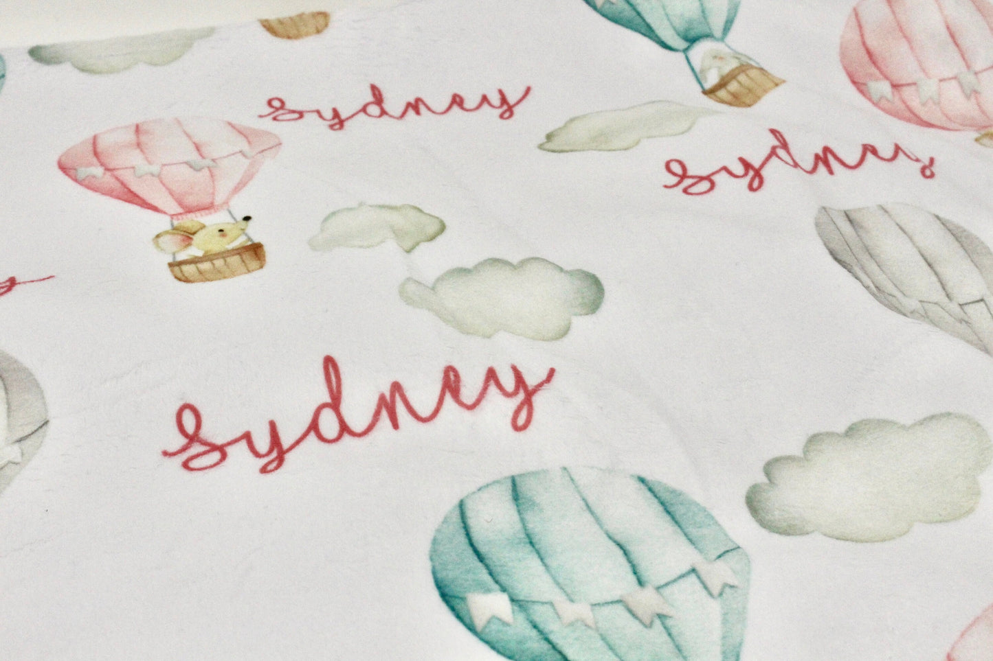 Hot Air Balloon Personalized Baby Blanket l Custom Name Baby Blanket | Personalized Baby Swaddle